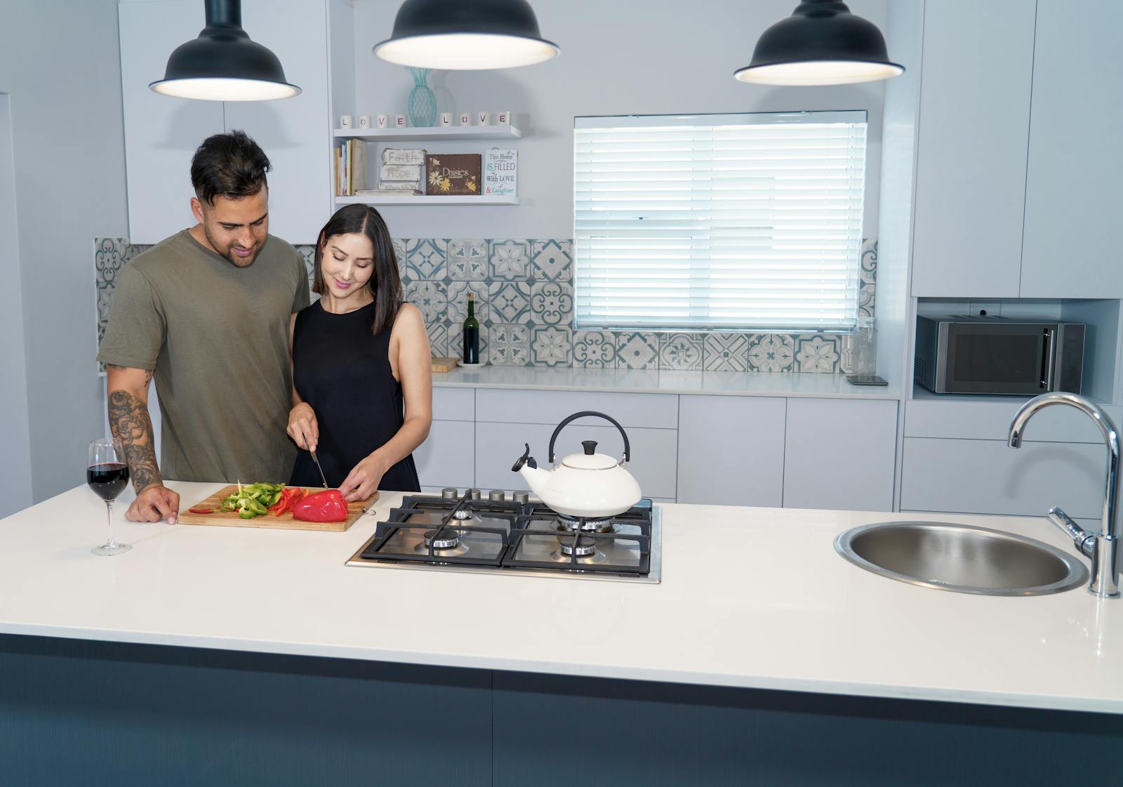 Couple in love cooking